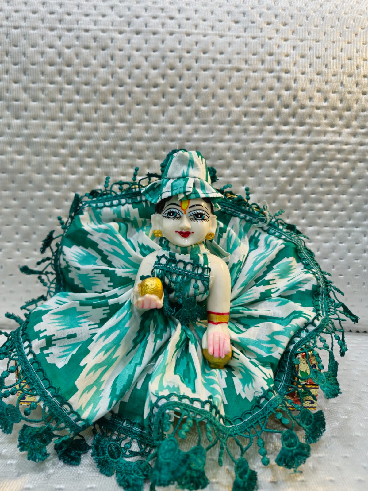 Green Colour Printed Cotton Dress for Laddu Gopal - Shyam Vastra