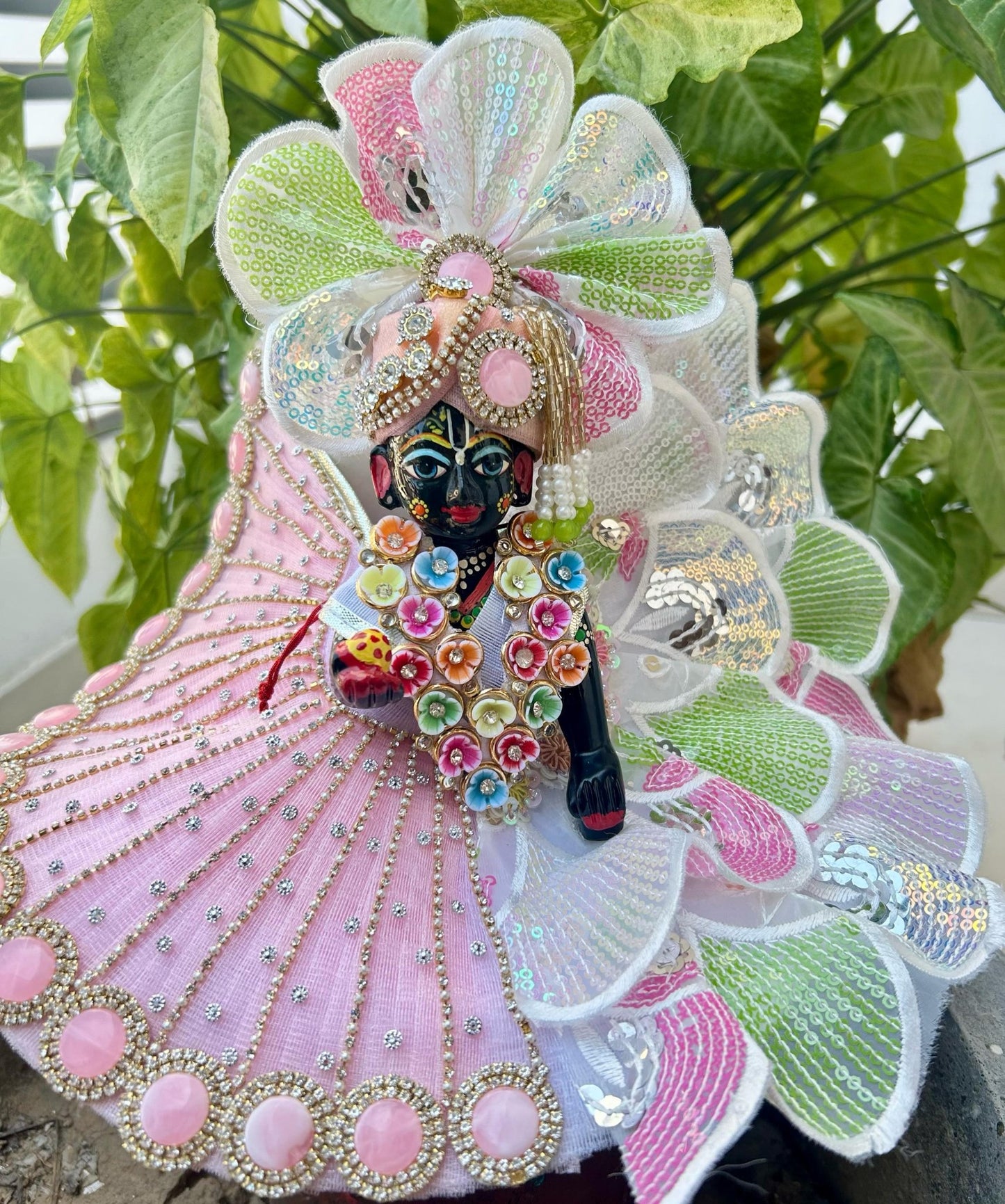 Laddu Gopal Peach Colour Designer Dress - Shyam Vastra